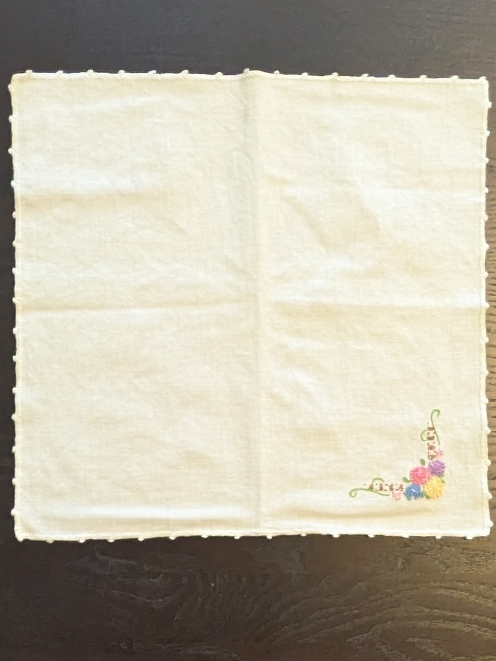 Vintage White Floral Hand Embroidered Cotton Napkins - Set of 8 - Picture 13 of 15